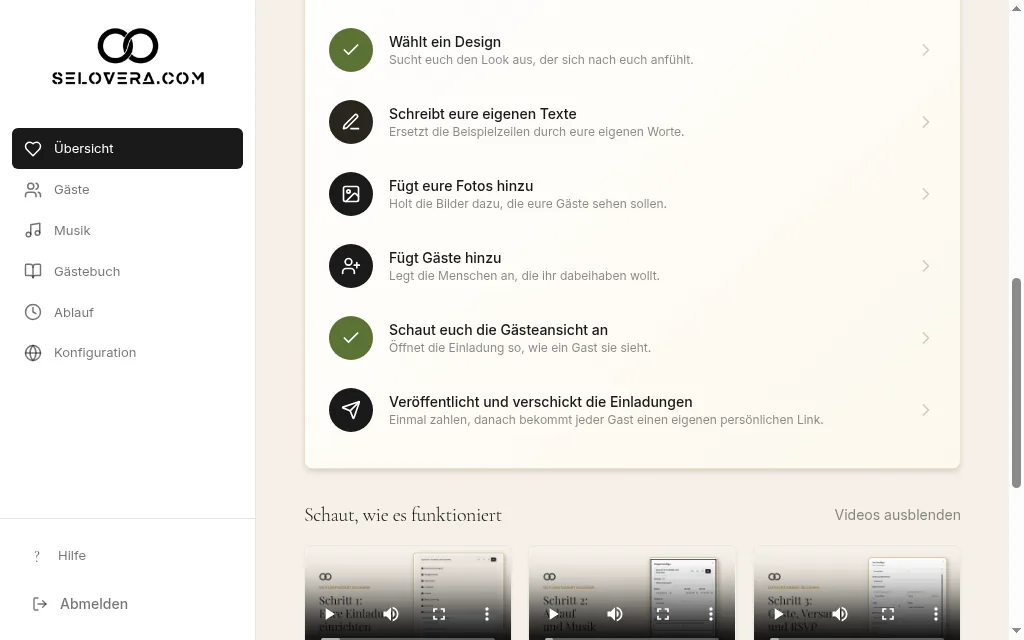 Übersicht mit Checkliste und Videos