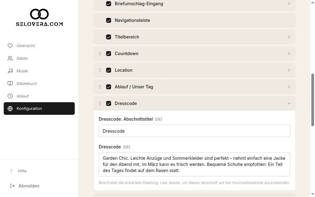 Dresscode aufgeklappt