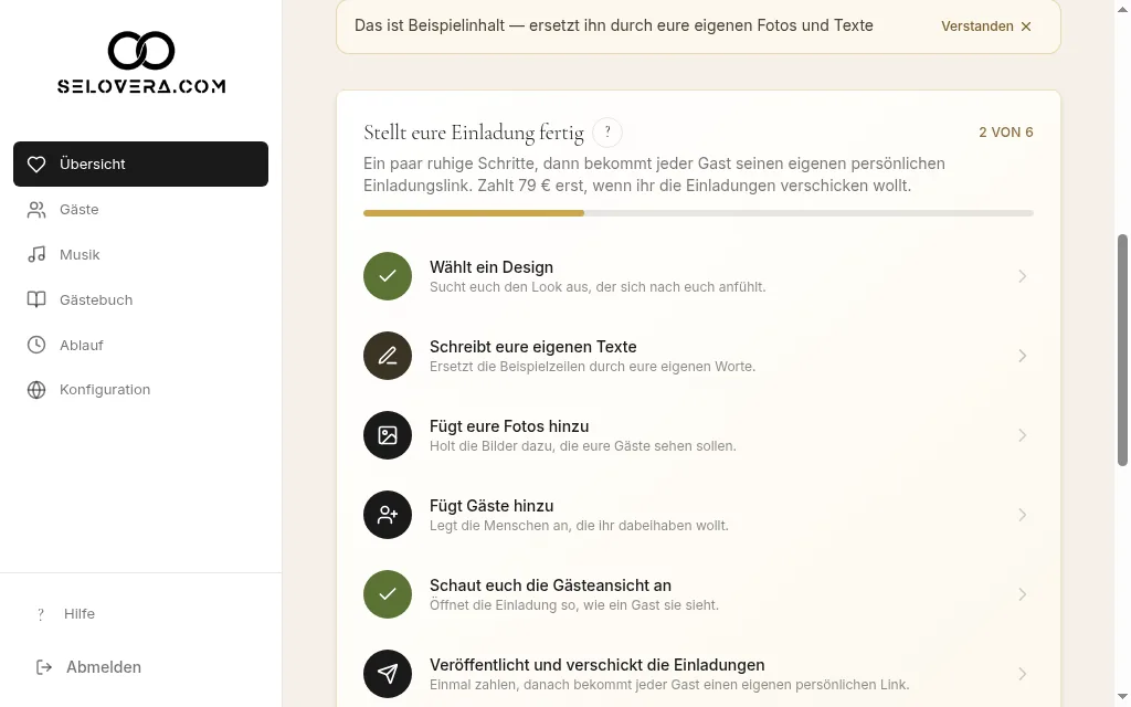 Veröffentlichungsschritt der Checkliste