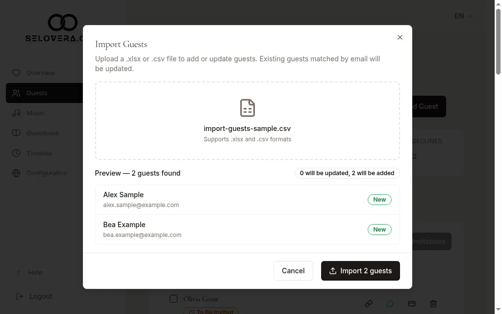 Import guests preview