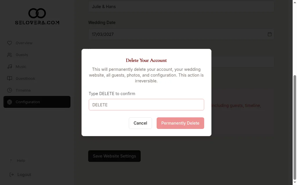 Delete confirmation dialog