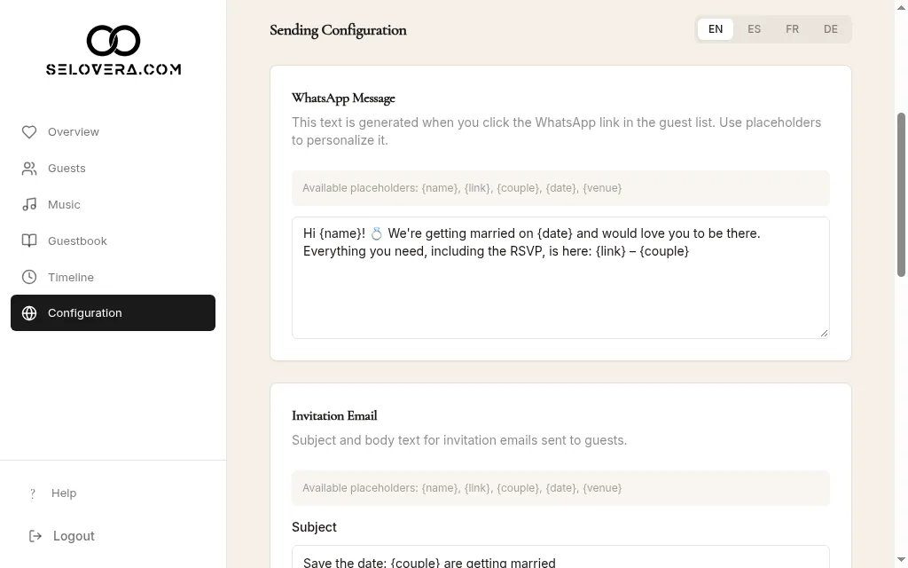 Sending tab, WhatsApp message