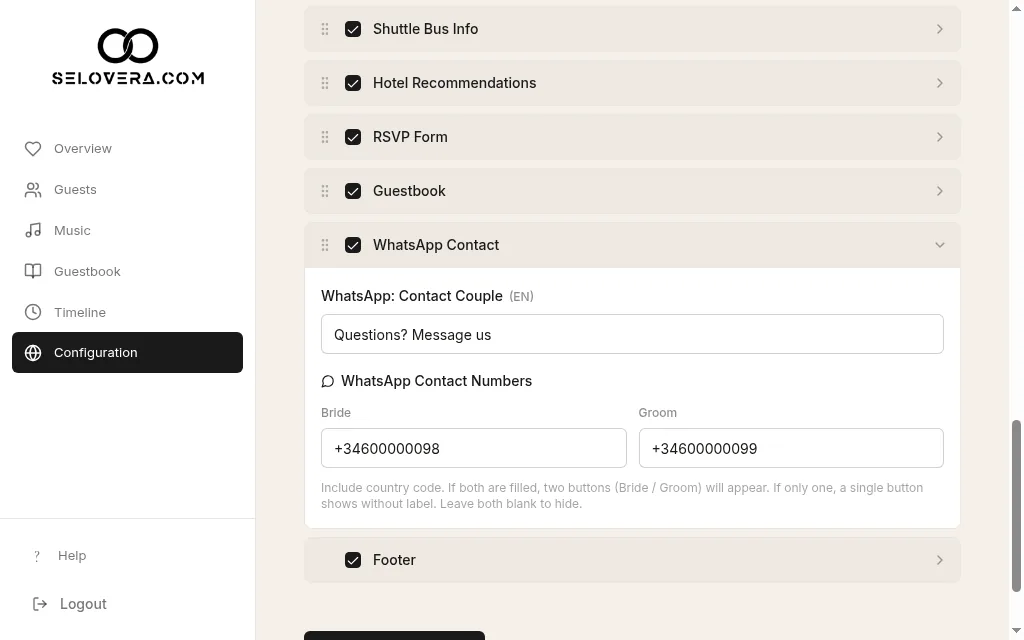 WhatsApp contact numbers