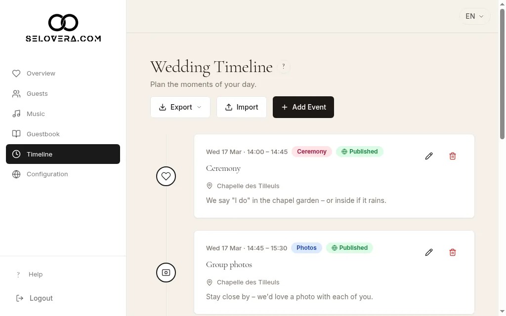 Timeline list