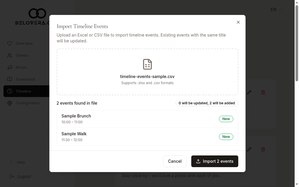 Import dialog preview