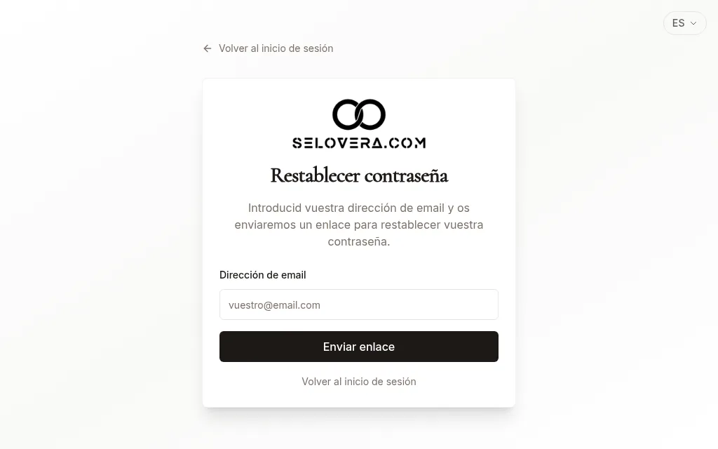 Página para restablecer la contraseña
