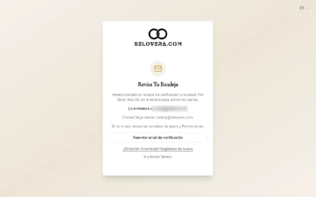 Pantalla de confirmación del correo