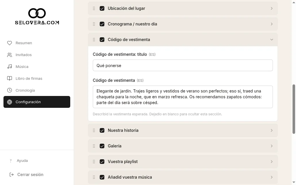 Código de vestimenta desplegado