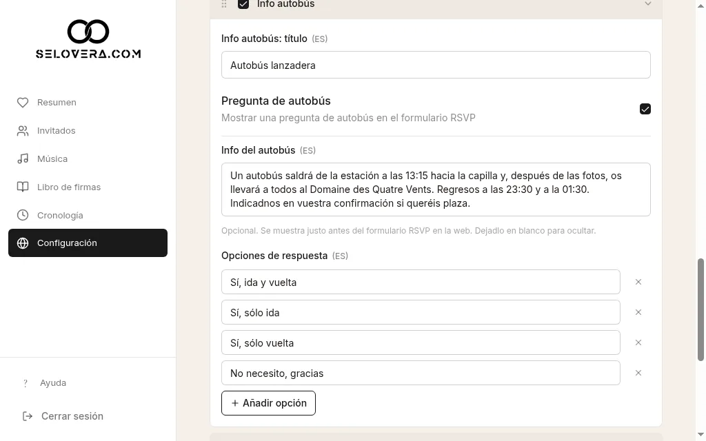 Pregunta del autobús con opciones de respuesta