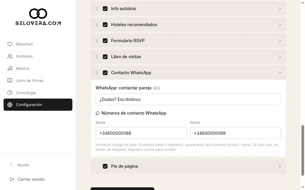 Números de contacto de WhatsApp