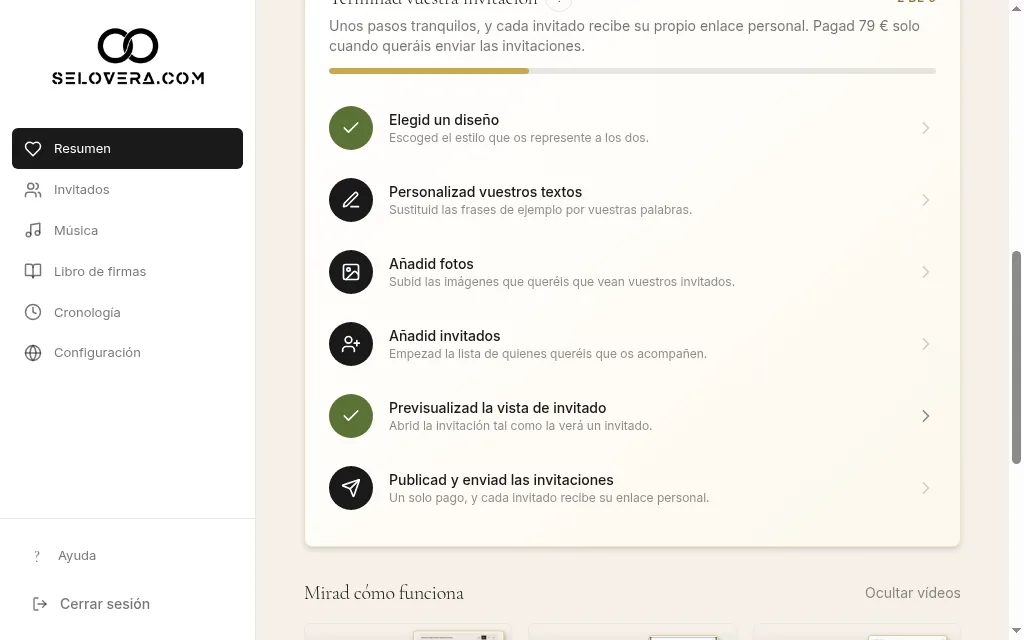 Paso de publicación de la lista de control