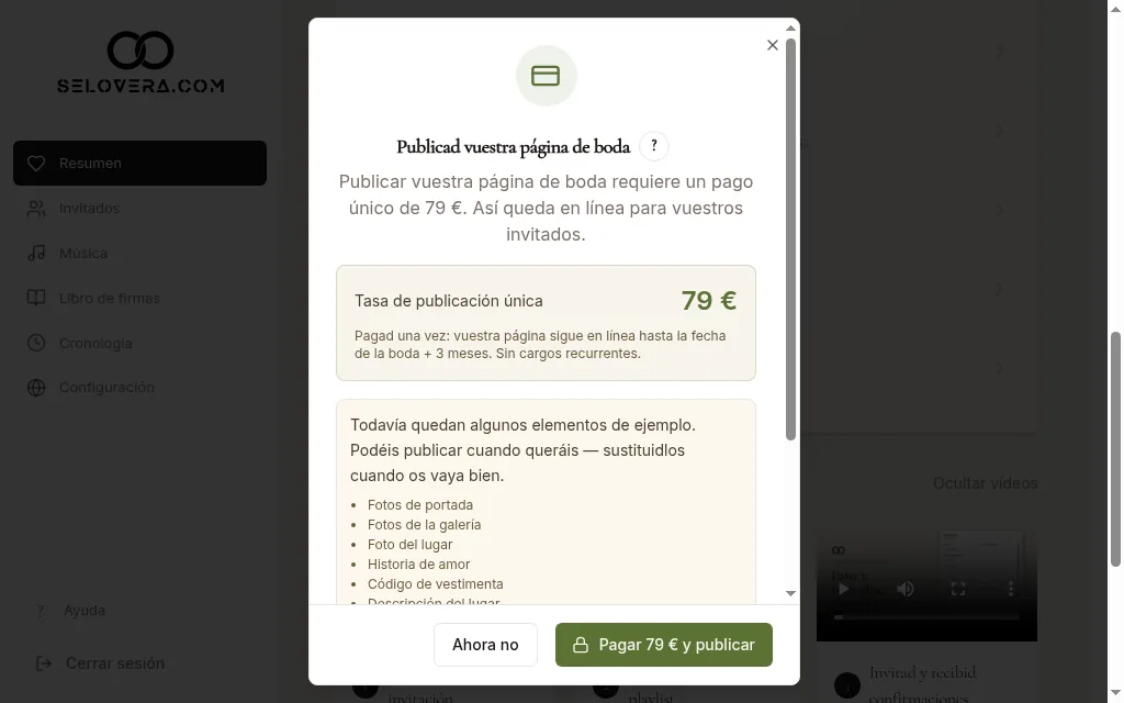 Diálogo Publicad vuestro sitio de boda