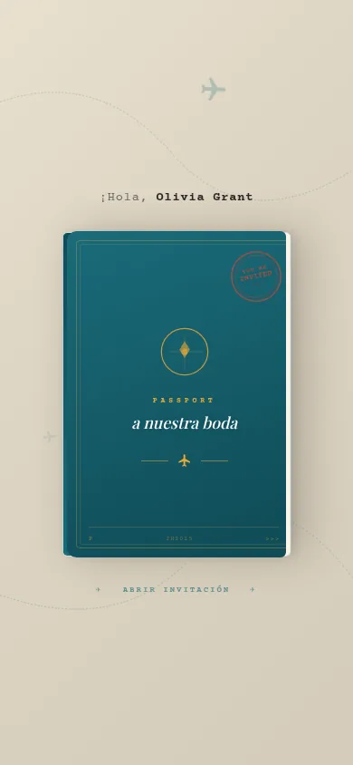 Invitación abierta desde un enlace personal, vista de teléfono