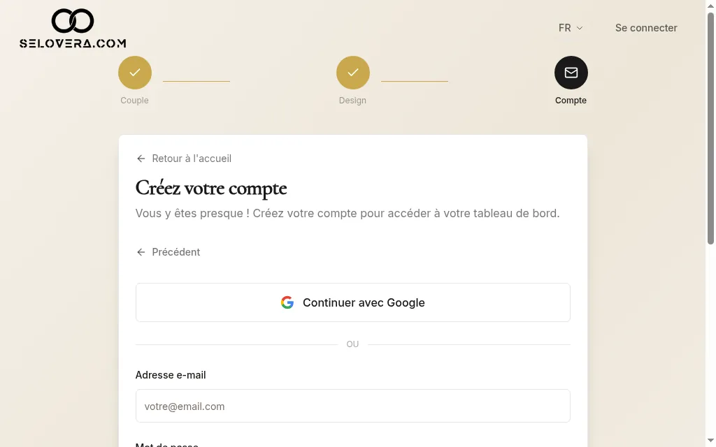 Étape Compte