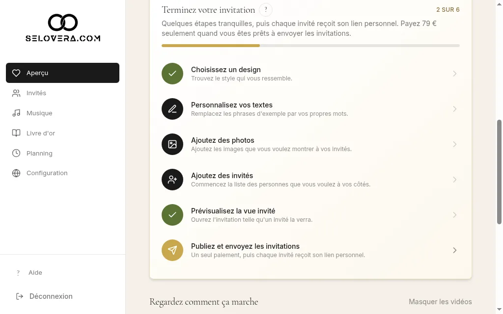 Étape de publication de la liste de contrôle
