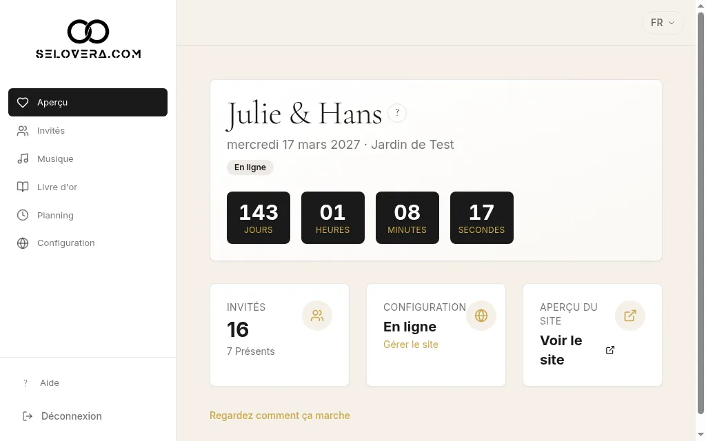 Vue d'ensemble avec le lien Voir le site